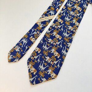 Salvatore Ferragamo Animal Print Silk Tie – Blue Multi (One Size)